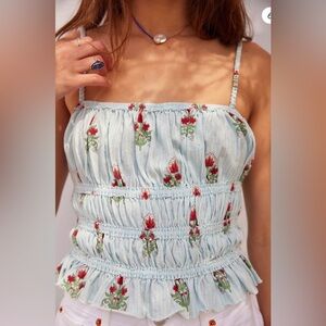 Free People Dolce Vita Tank Blue Floral